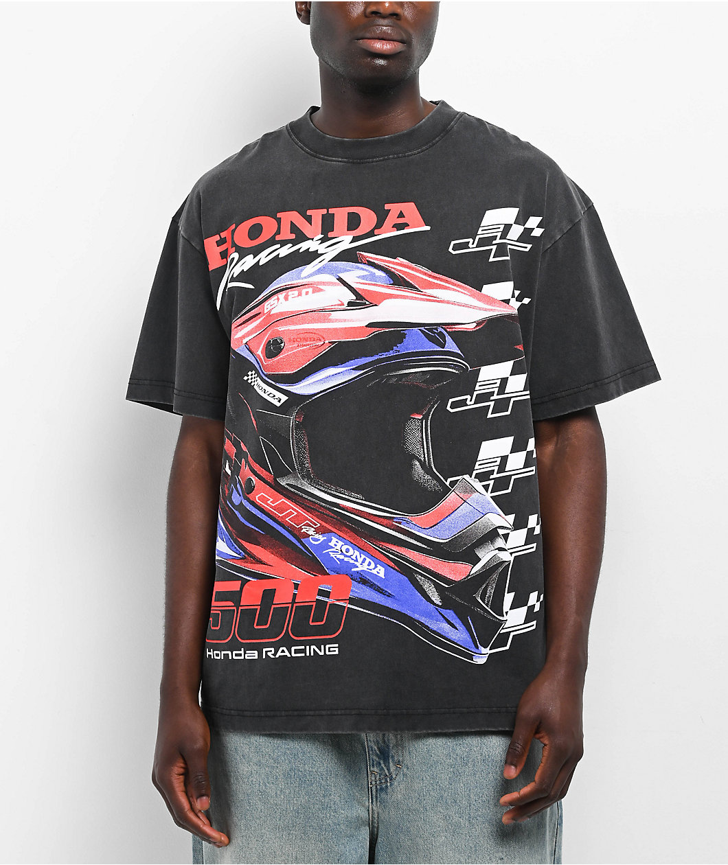 JT Racing x Honda Gamble Black Washed T-Shirt