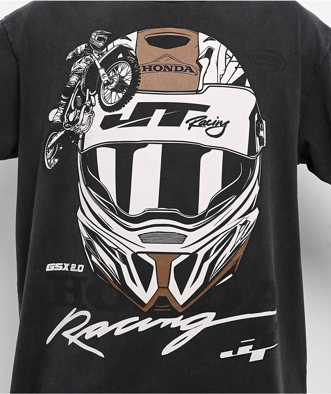JT Racing x Honda Pump Black Washed T-Shirt