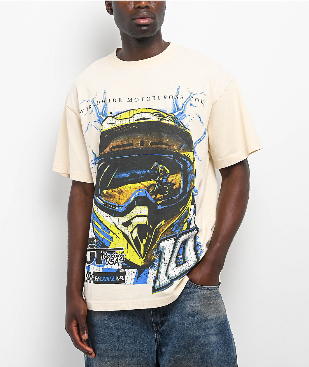 JT Racing x Honda World Wide Cream T-Shirt