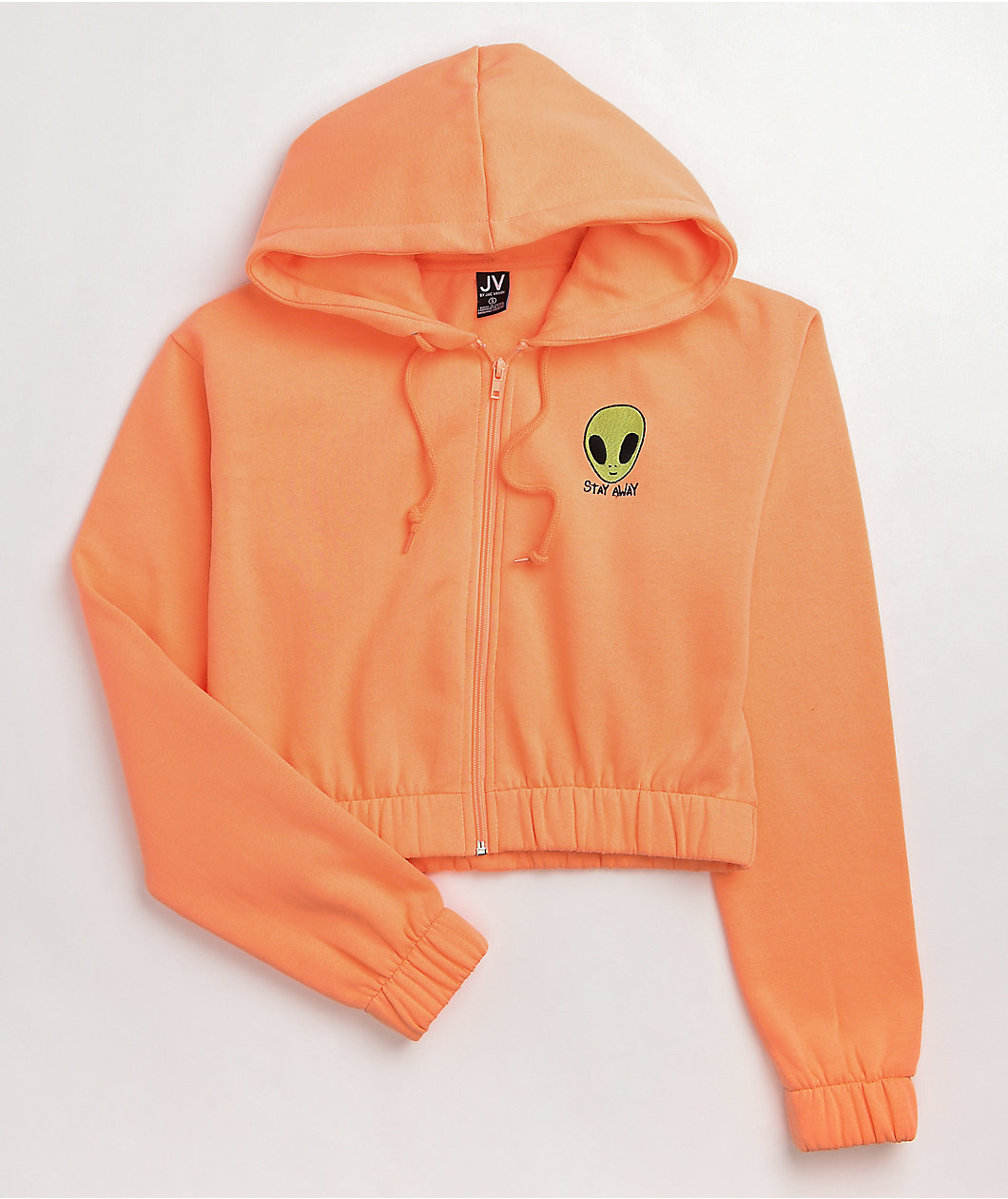JV by Jac Vanek Stay Away Coral Zip Crop Hoodie