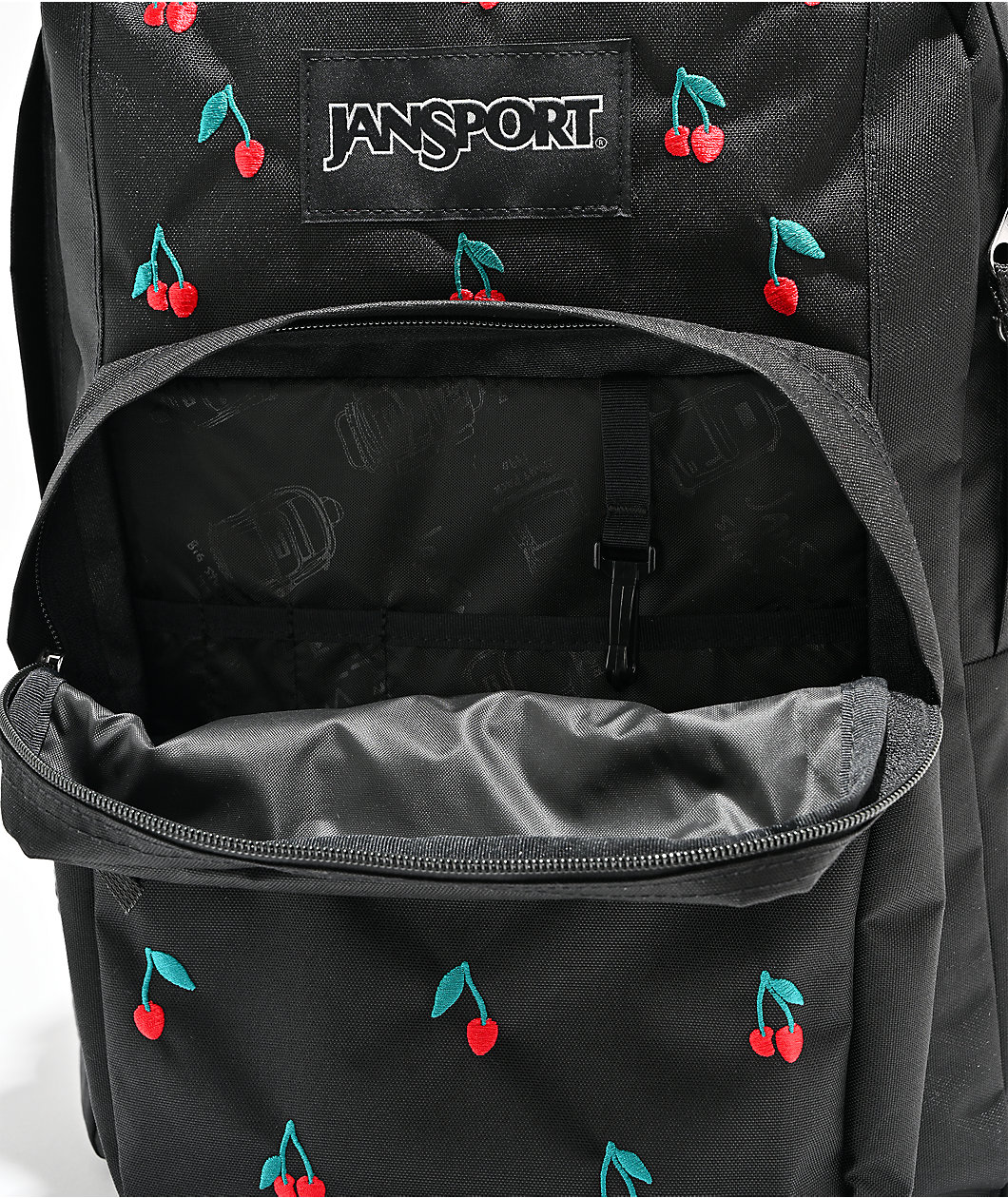 Jansport Big Plans Embroidered Cherry Black Backpack
