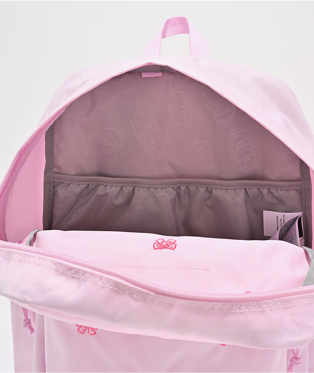 Jansport Superbreak Plus Embroidered Bows Pink Backpack