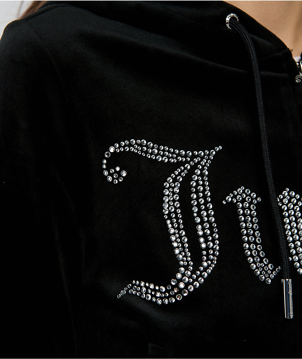 Juicy Couture Front Bling Licorice Velour Zip Hoodie