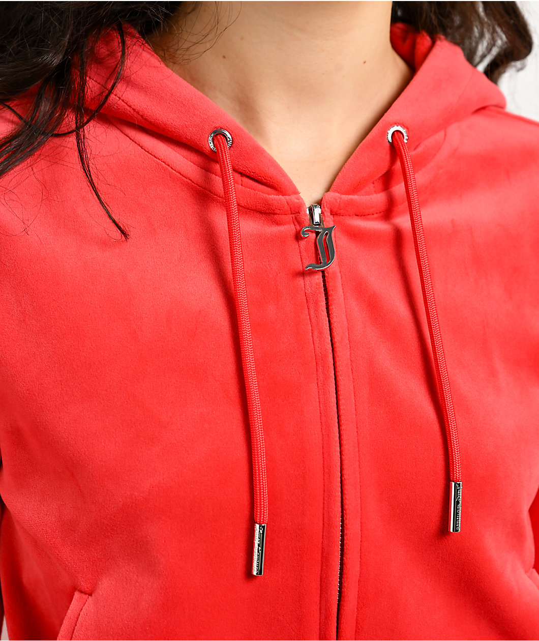 Juicy Couture OG Big Bling Maraschino Cherry Velour Zip Hoodie
