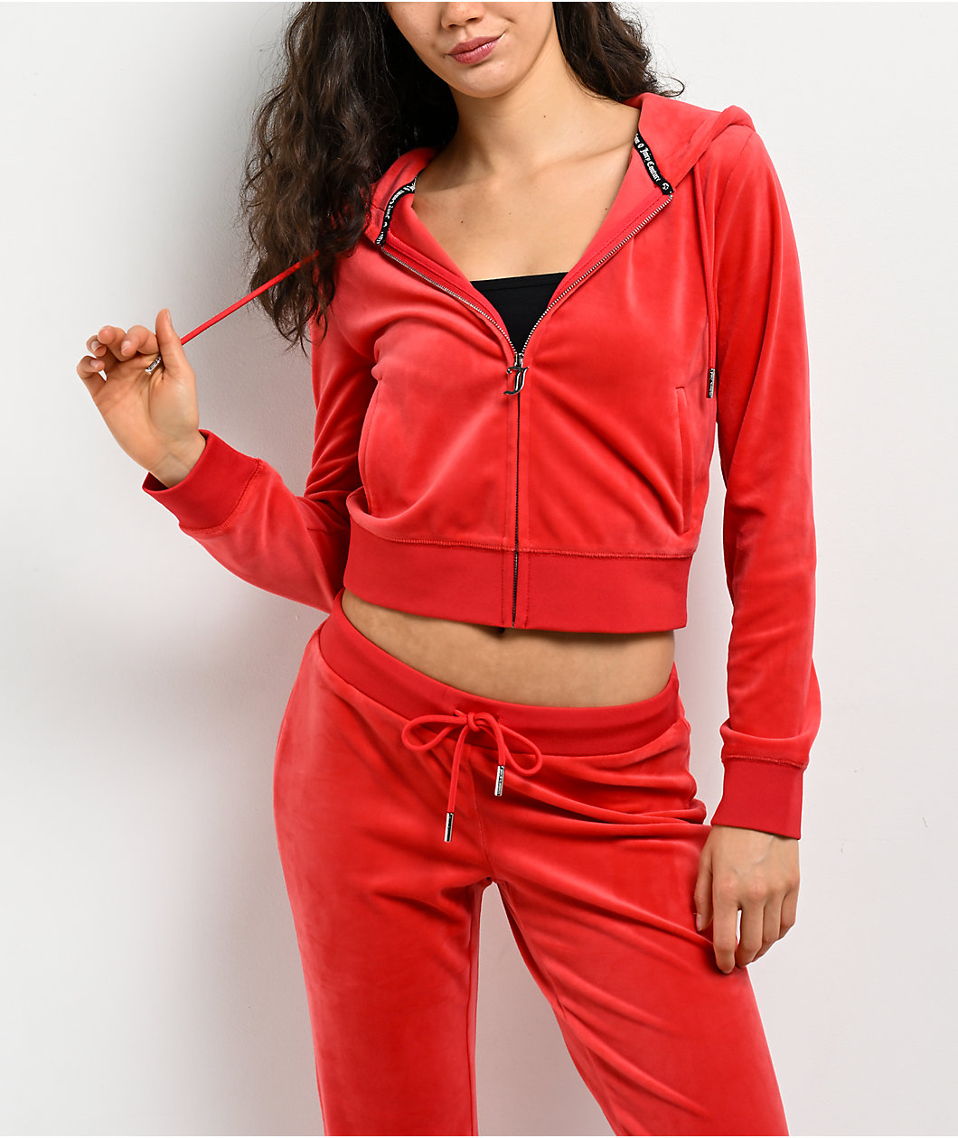 Juicy Couture OG Big Bling Maraschino Cherry Velour Zip Hoodie