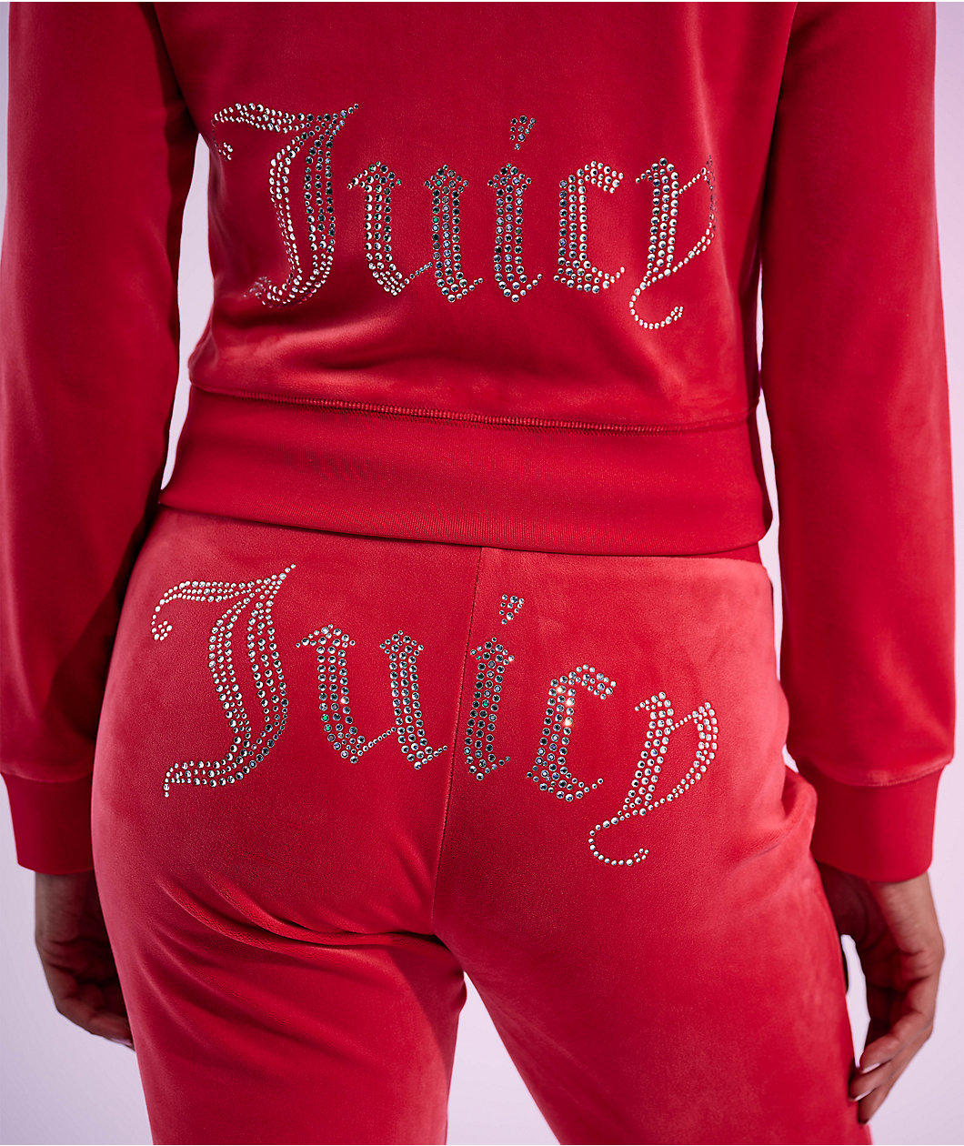 Juicy Couture OG Big Bling Maraschino Cherry Velour Zip Hoodie