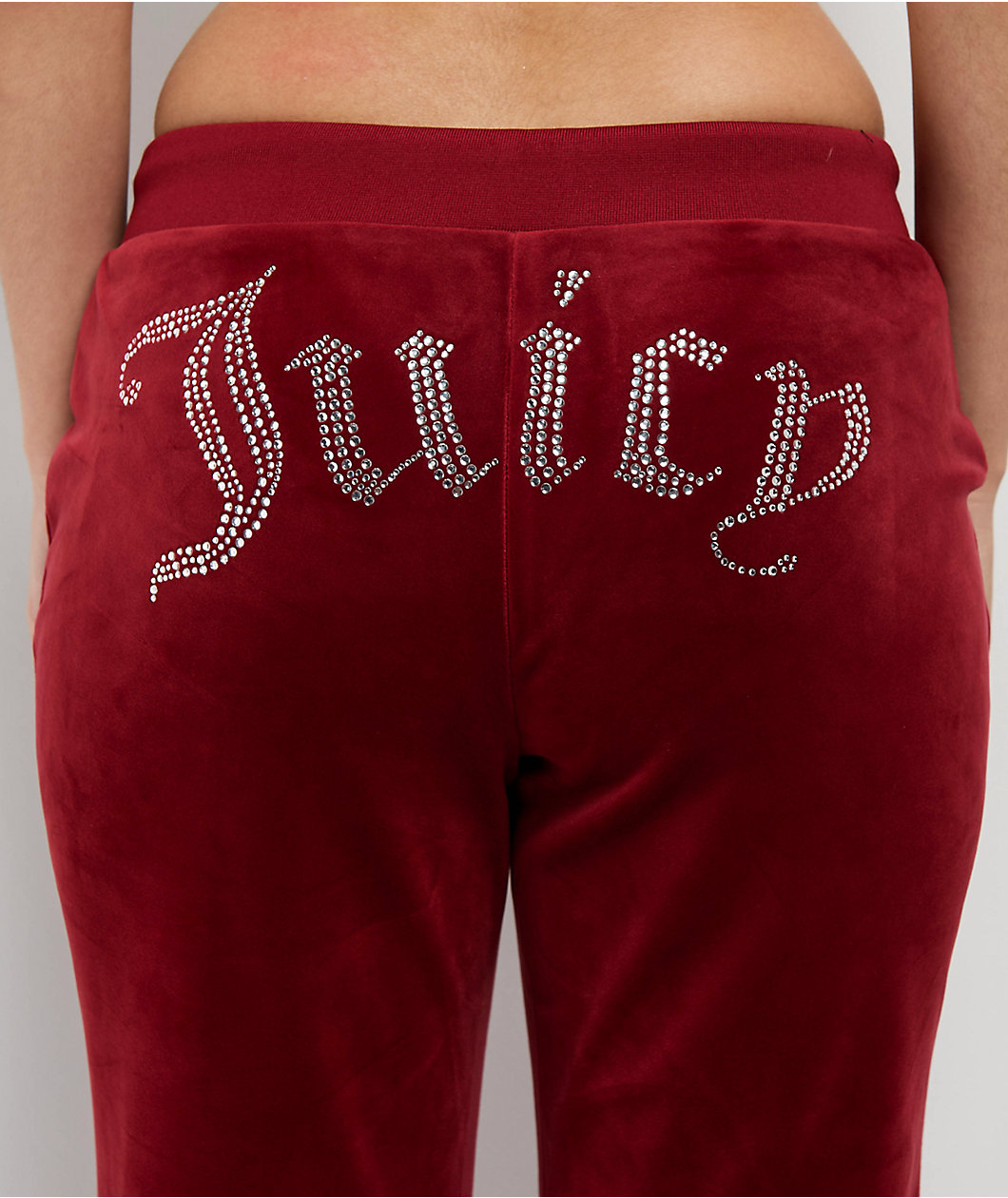 Juicy Couture OG Big Bling Red Dahlia Velour Track Pants