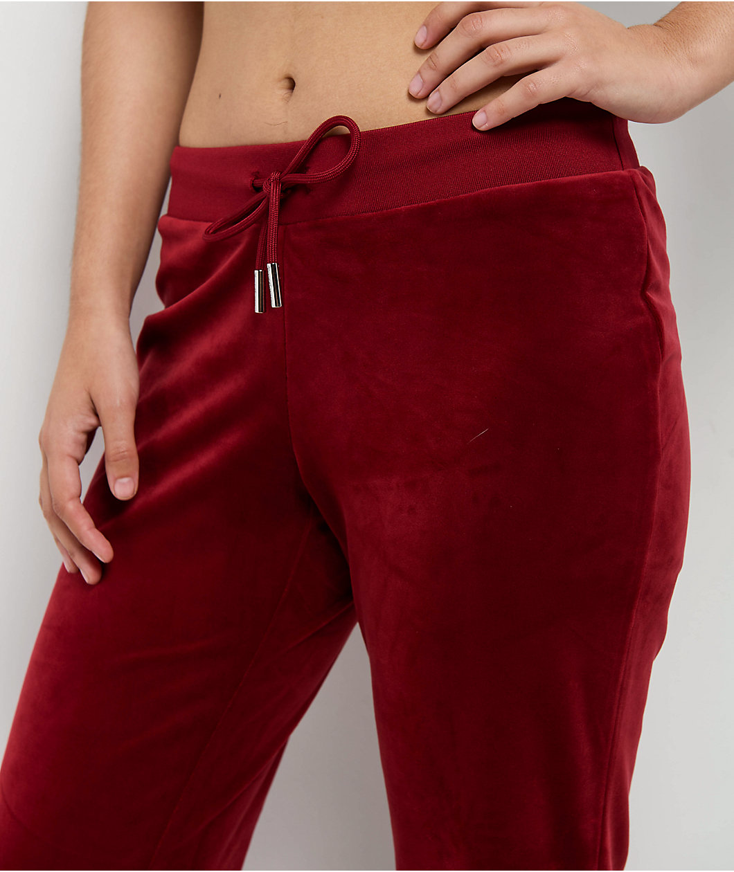 Juicy Couture OG Big Bling Red Dahlia Velour Track Pants