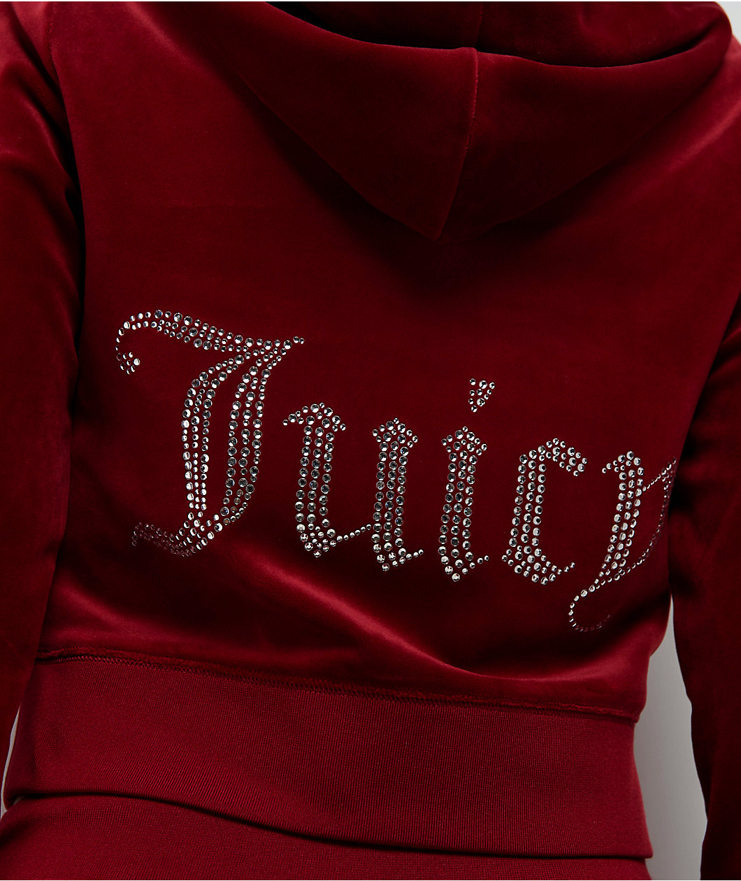 Juicy Couture OG Big Bling Red Dahlia Velour Zip Hoodie