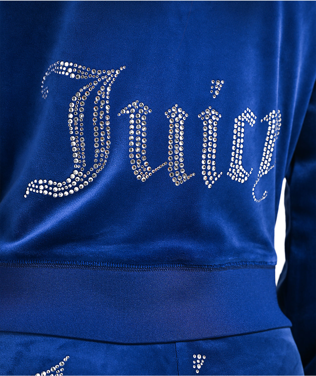 Juicy Couture OG Big Bling Varsity Blue Velour Zip Hoodie