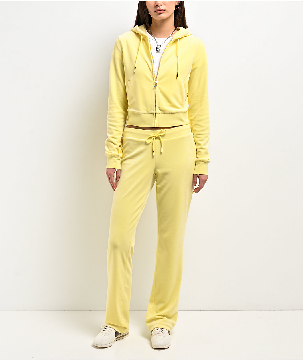 Juicy Couture OG Big Bling Yellow Iris Velour Zip Hoodie