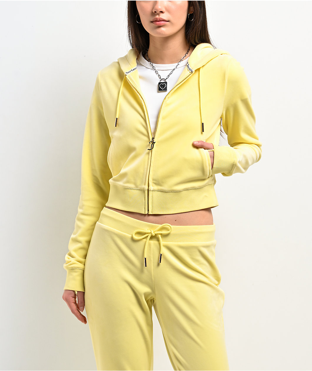 Juicy Couture OG Bling Yellow Iris Velour Zip Hoodie