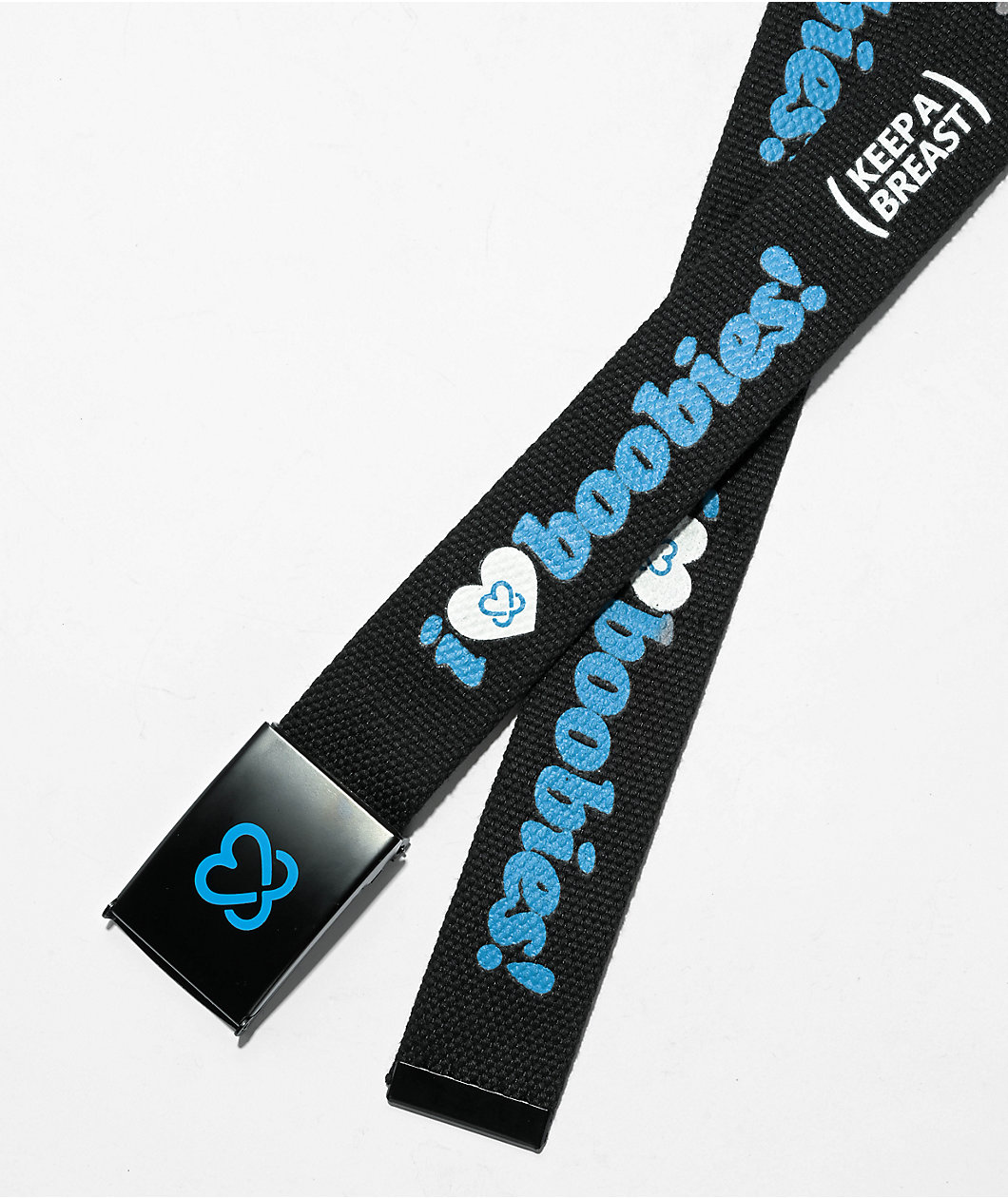 Keep A Breast Foundation I Heart Boobies Black & Blue Web Belt