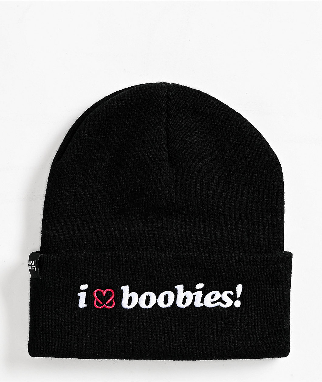 Keep A Breast Foundation I Heart Boobies Black Beanie