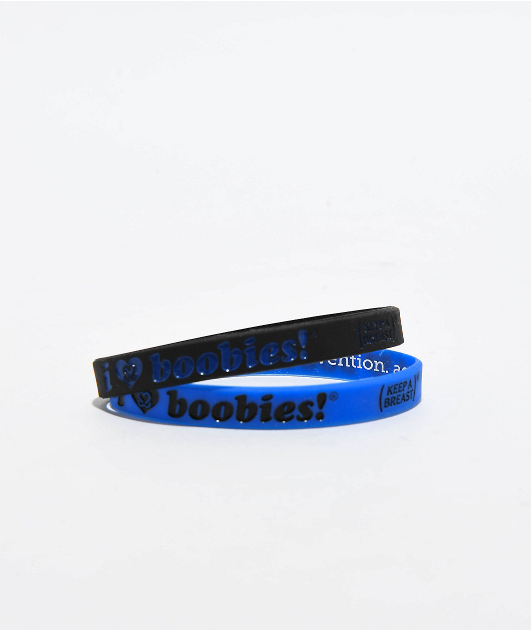 Keep A Breast Foundation I Heart Boobies Blue & Black Mini 2 Pack Bracelets