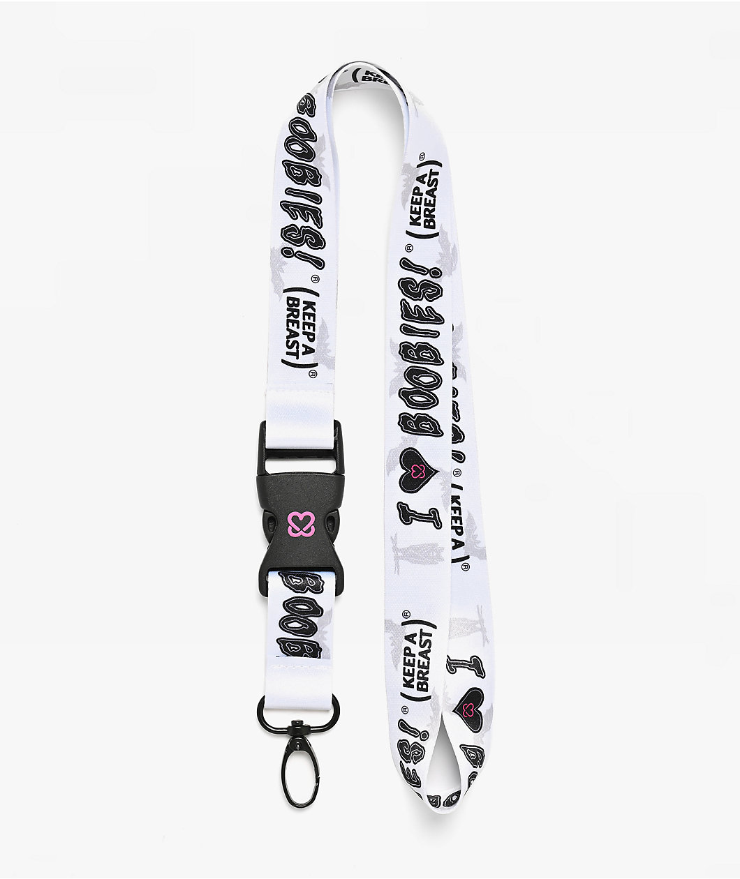 Keep A Breast Foundation I Heart Boobies Bones White Lanyard