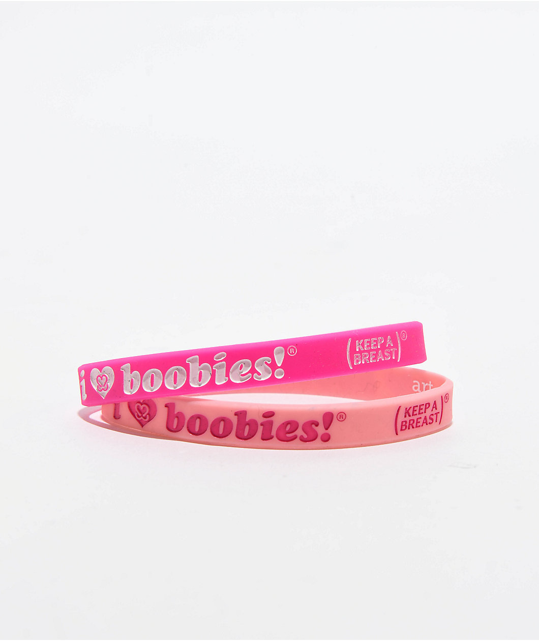 Keep A Breast Foundation I Heart Boobies Pink Mini 2 Pack Bracelets