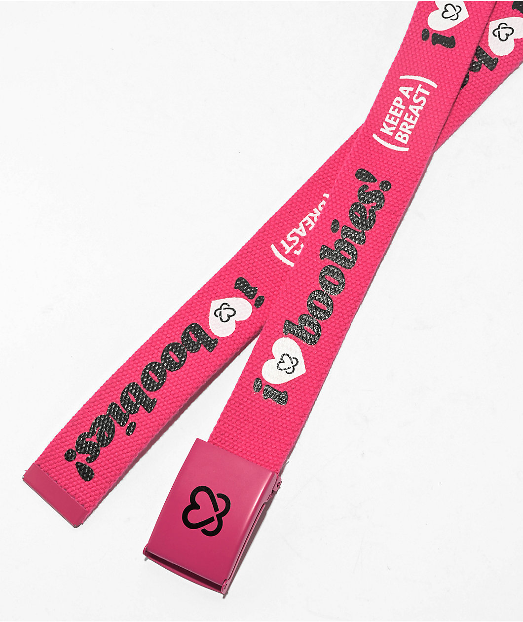 Keep A Breast Foundation I Heart Boobies Pink Web Belt