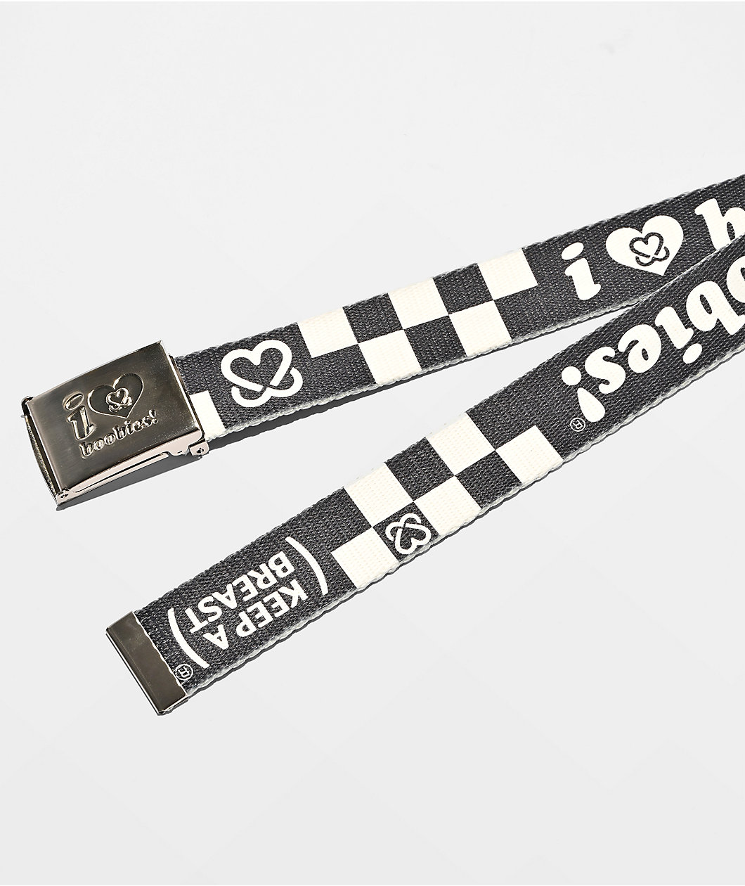 Keep A Breast Foundation I Heart Boobies Throwback Checkered Black Web Belt