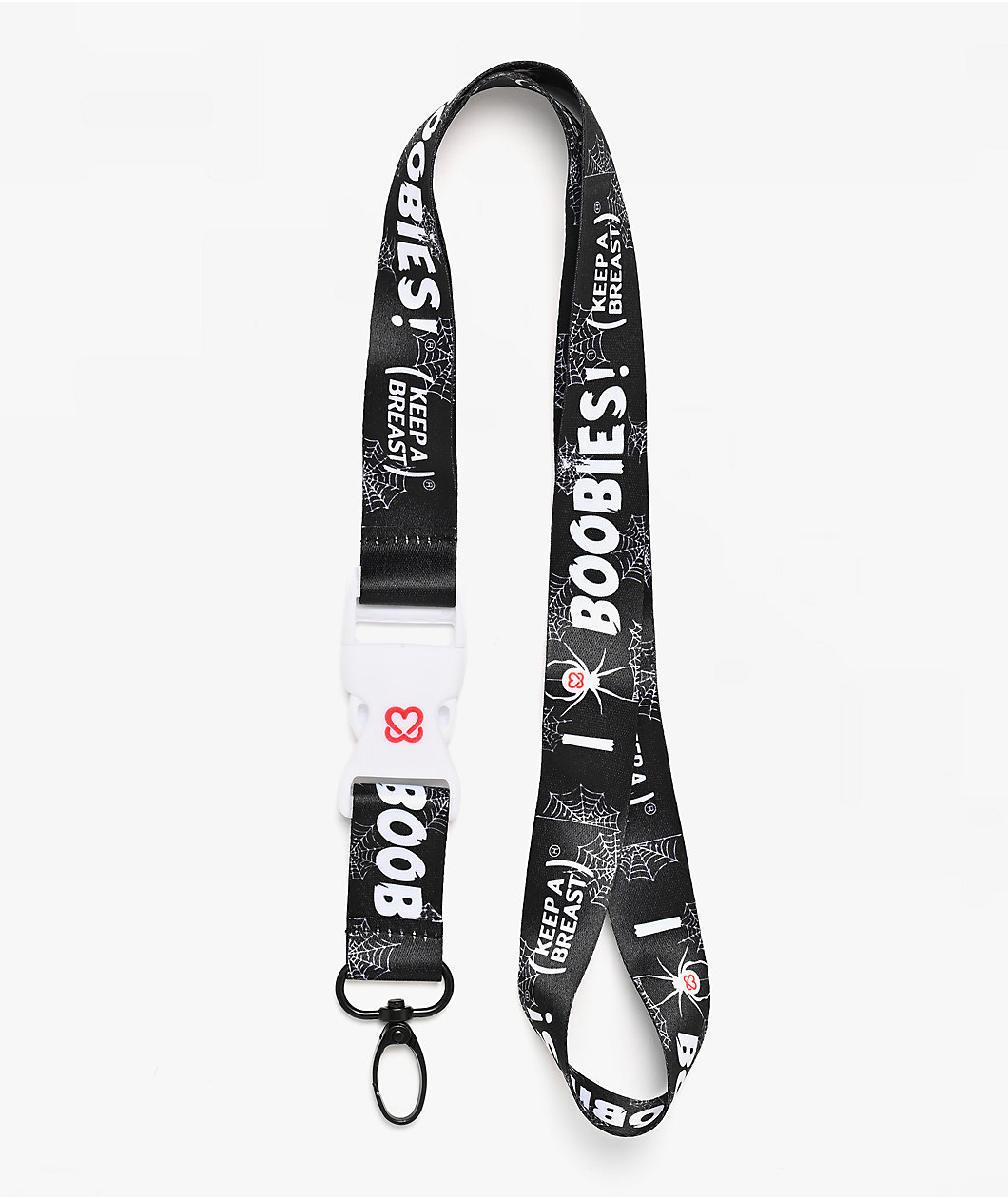 Keep A Breast Foundation I Heart Boobies Vampire Black Lanyard