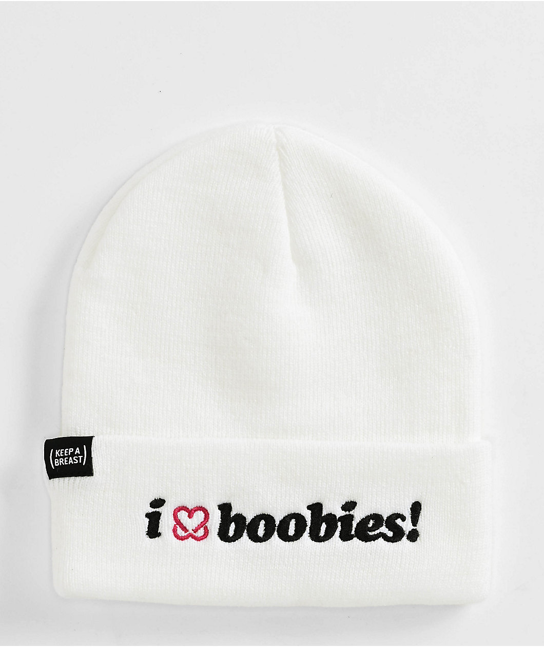 Keep A Breast Foundation I Heart Boobies White Beanie