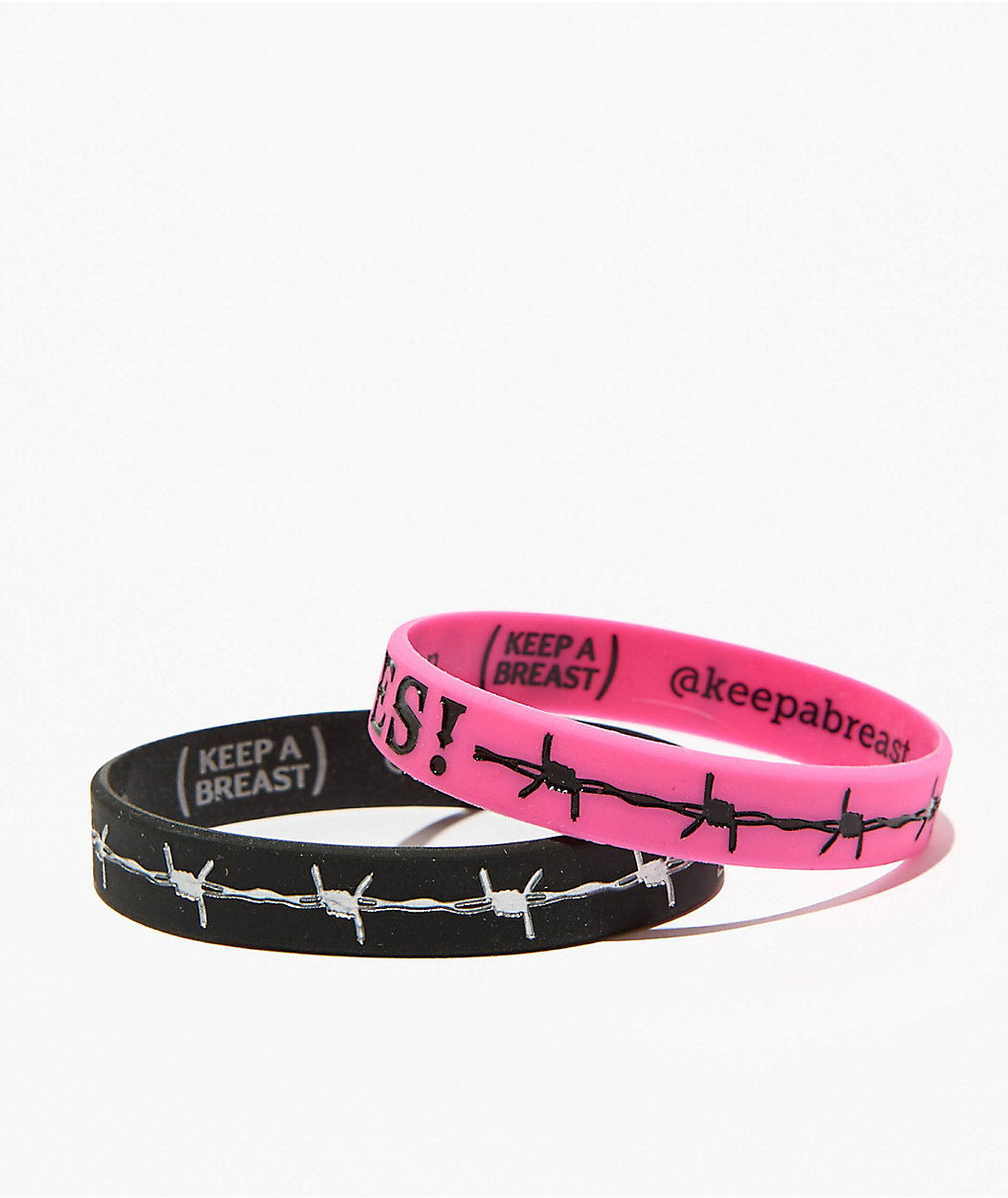 Keep A Breast Foundation I heart Barbed Wire Fuchsia & Black Mini 2 Pack Bracelets