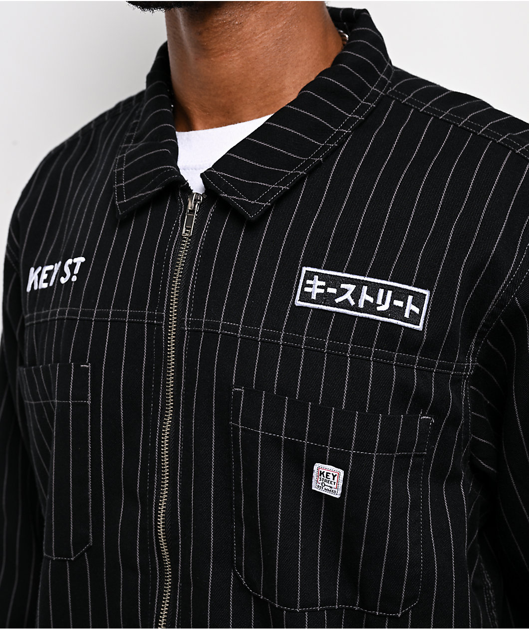 Key Street Apprentice Black Long Sleeve Zip Work Shirt