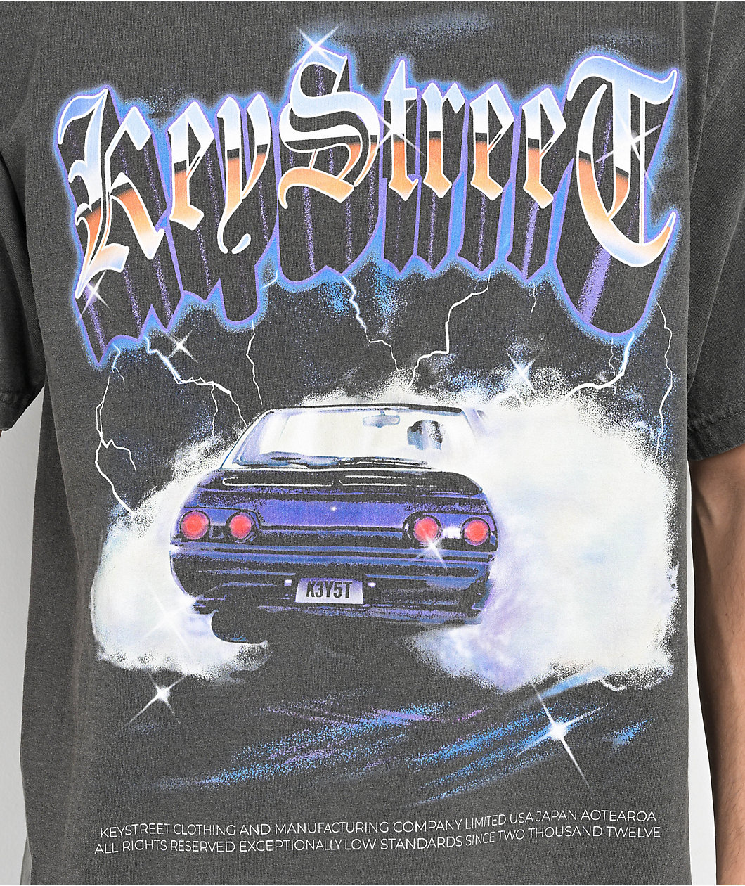 Key Street Burn Out Grey Wash T-Shirt