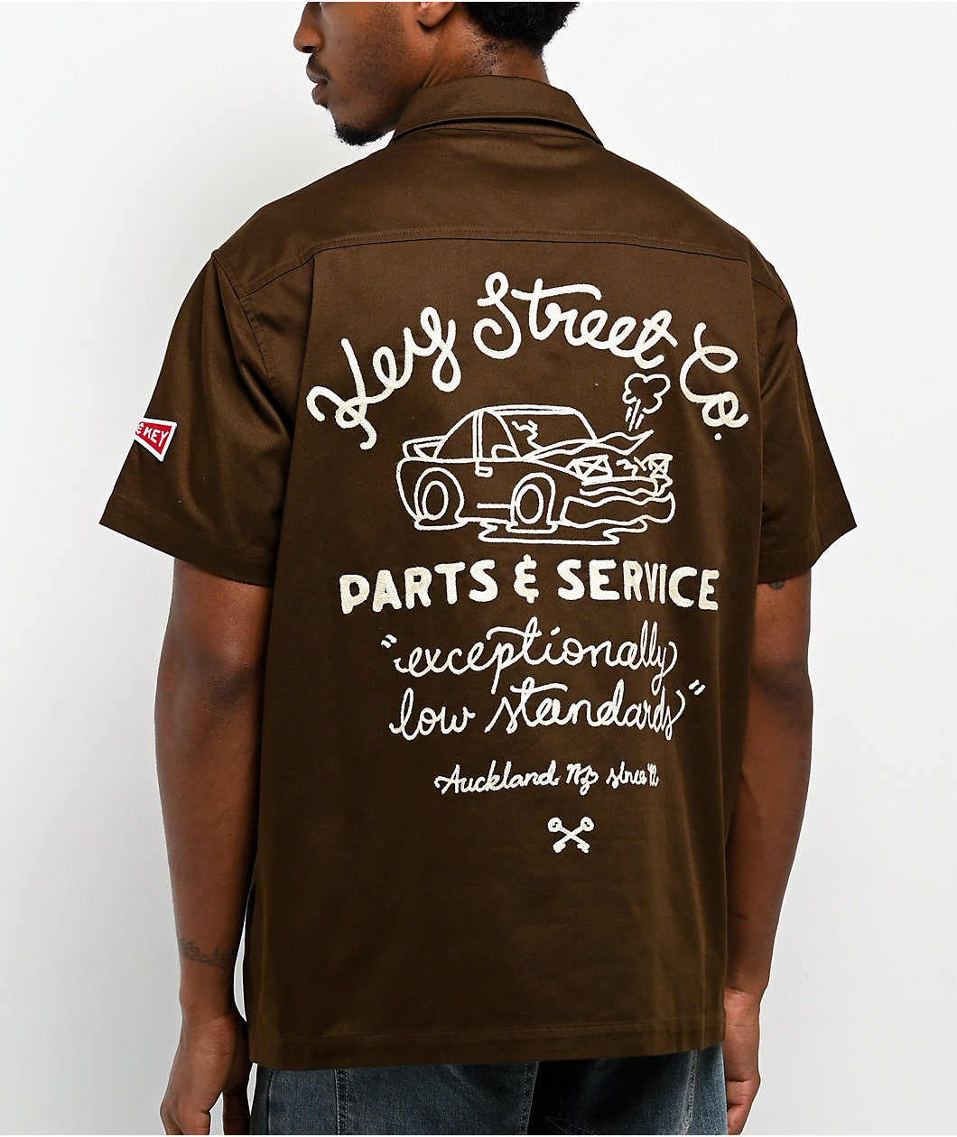 Key Street Parts & Service Brown Work Shirt