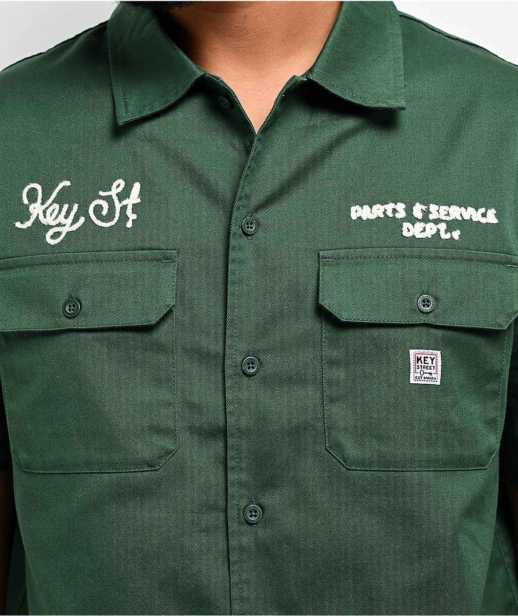 Key Street Parts & Service Green Work Shirt