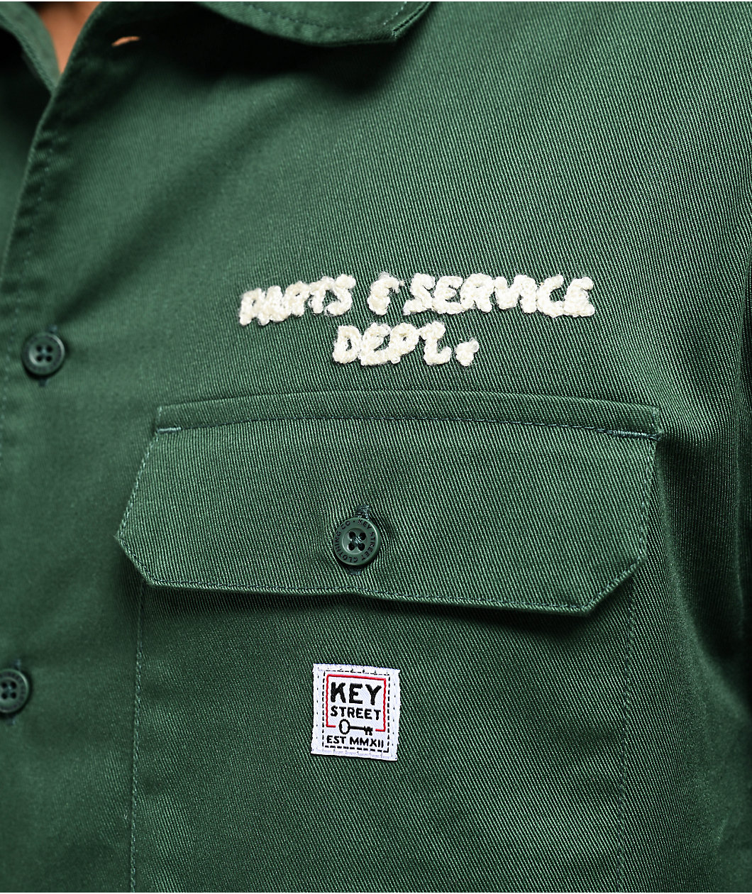 Key Street Parts & Service Green Work Shirt