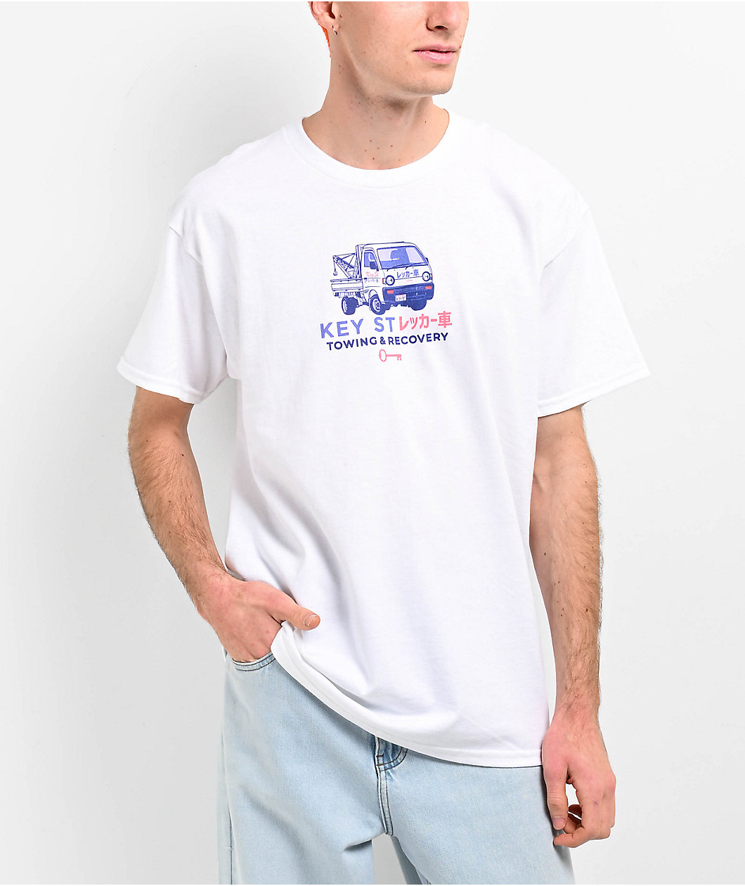 Key Street Tow Truck White T-Shirt