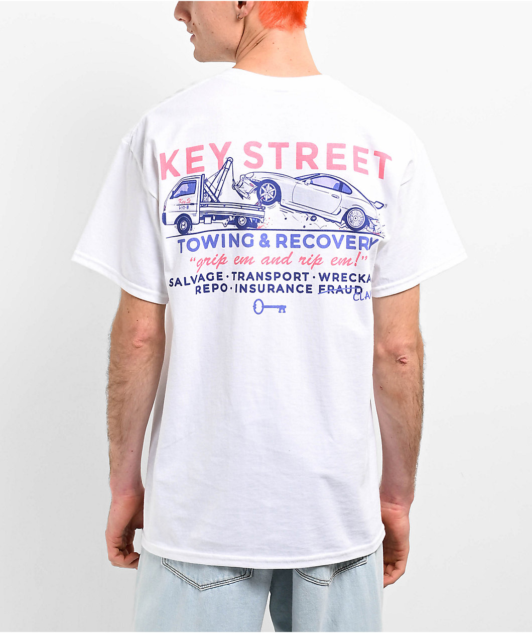 Key Street Tow Truck White T-Shirt