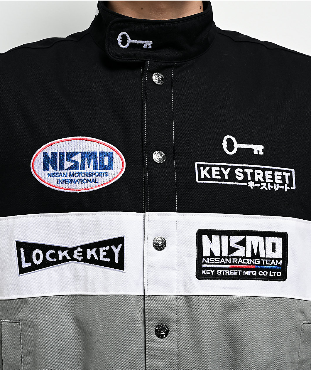 Key Street x NISMO Motorsport Black, White & Grey Racing Jacket at