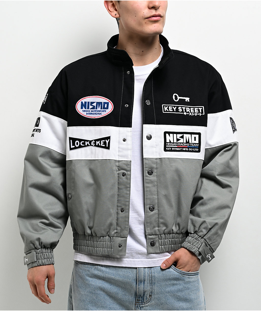 Key Street x NISMO Motorsport Black, White & Grey Racing Jacket at