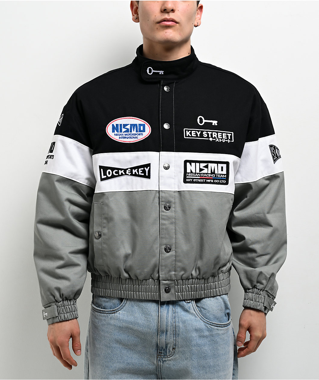 Key Street x NISMO Motorsport Black, White & Grey Racing Jacket at