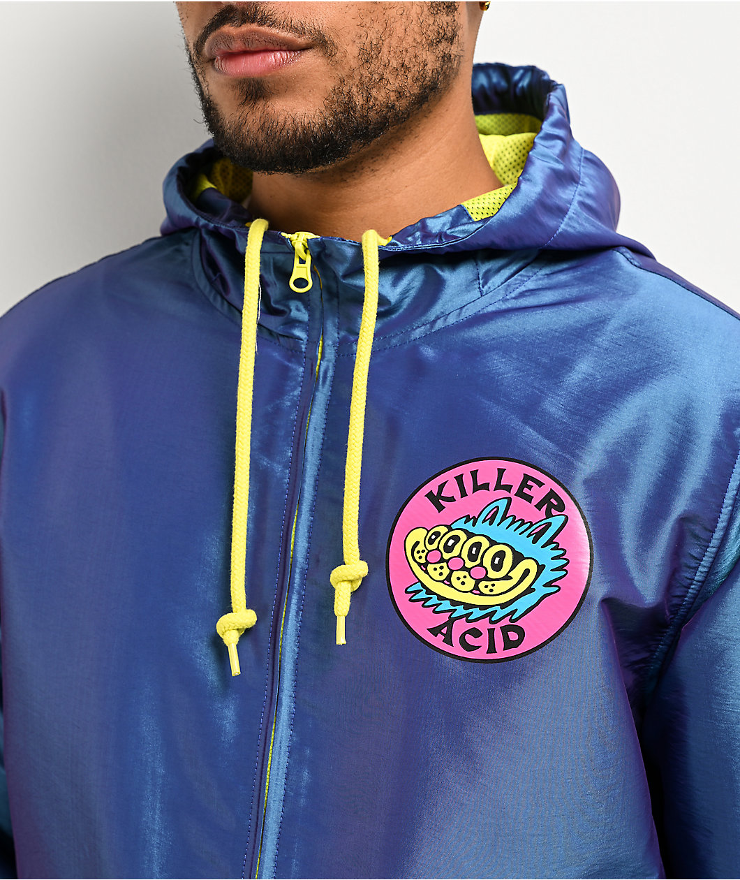 Killer Acid Cat Hologram Blue Windbreaker Jacket