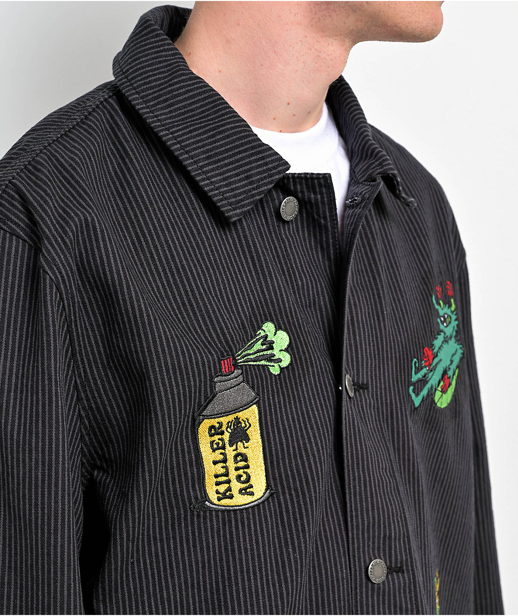 Killer Acid Pest Control Black Long Sleeve Button Up Work Shirt