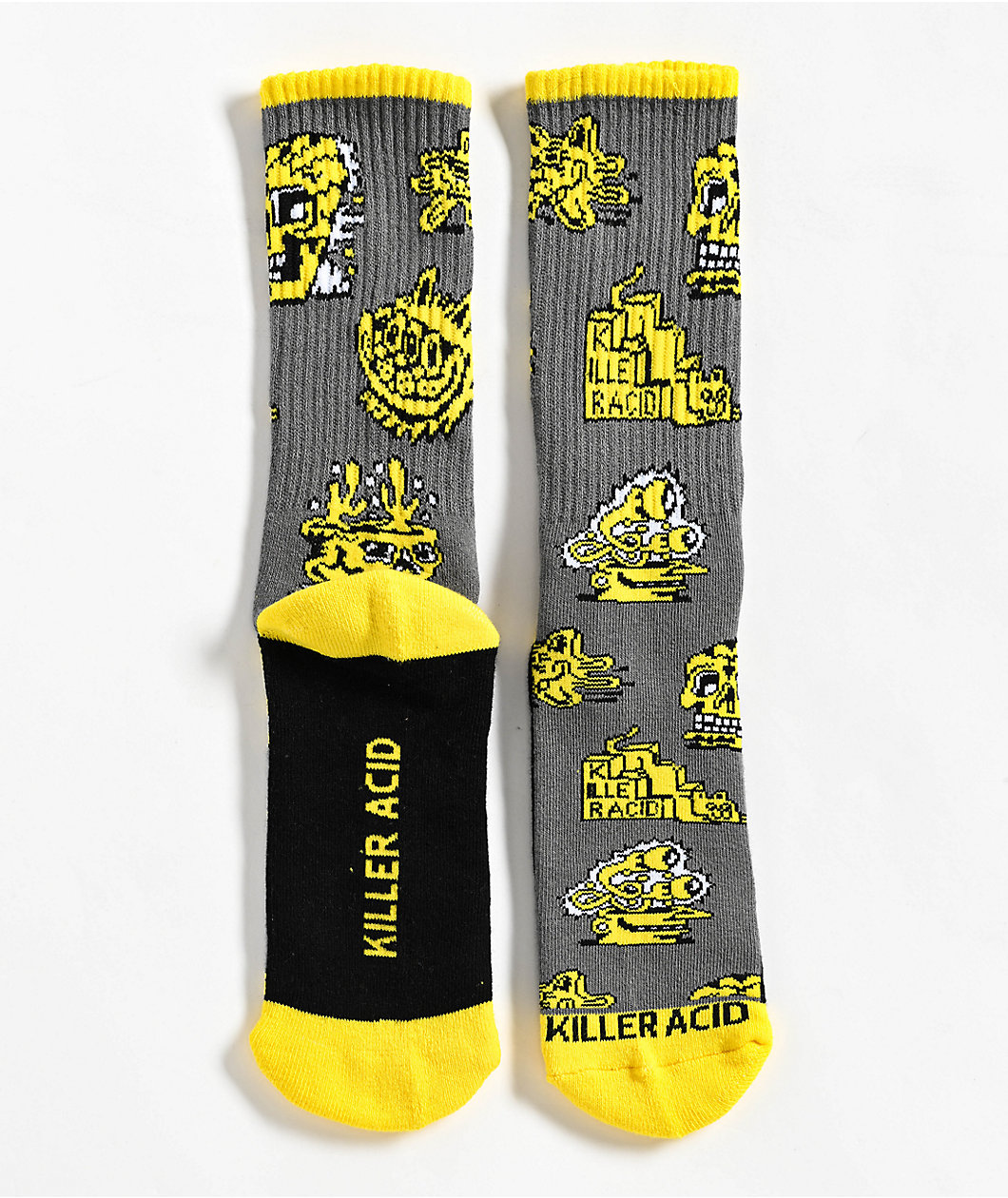 Killer Acid Skully Grey & Yellow Crew Socks