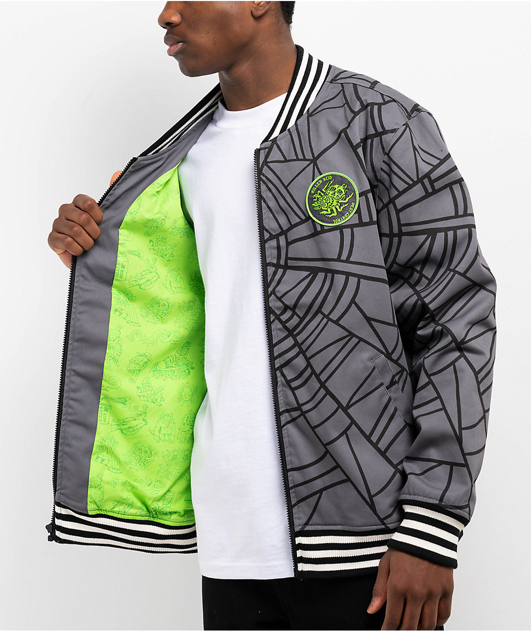 Killer Acid Tangled Web Grey Varsity Jacket