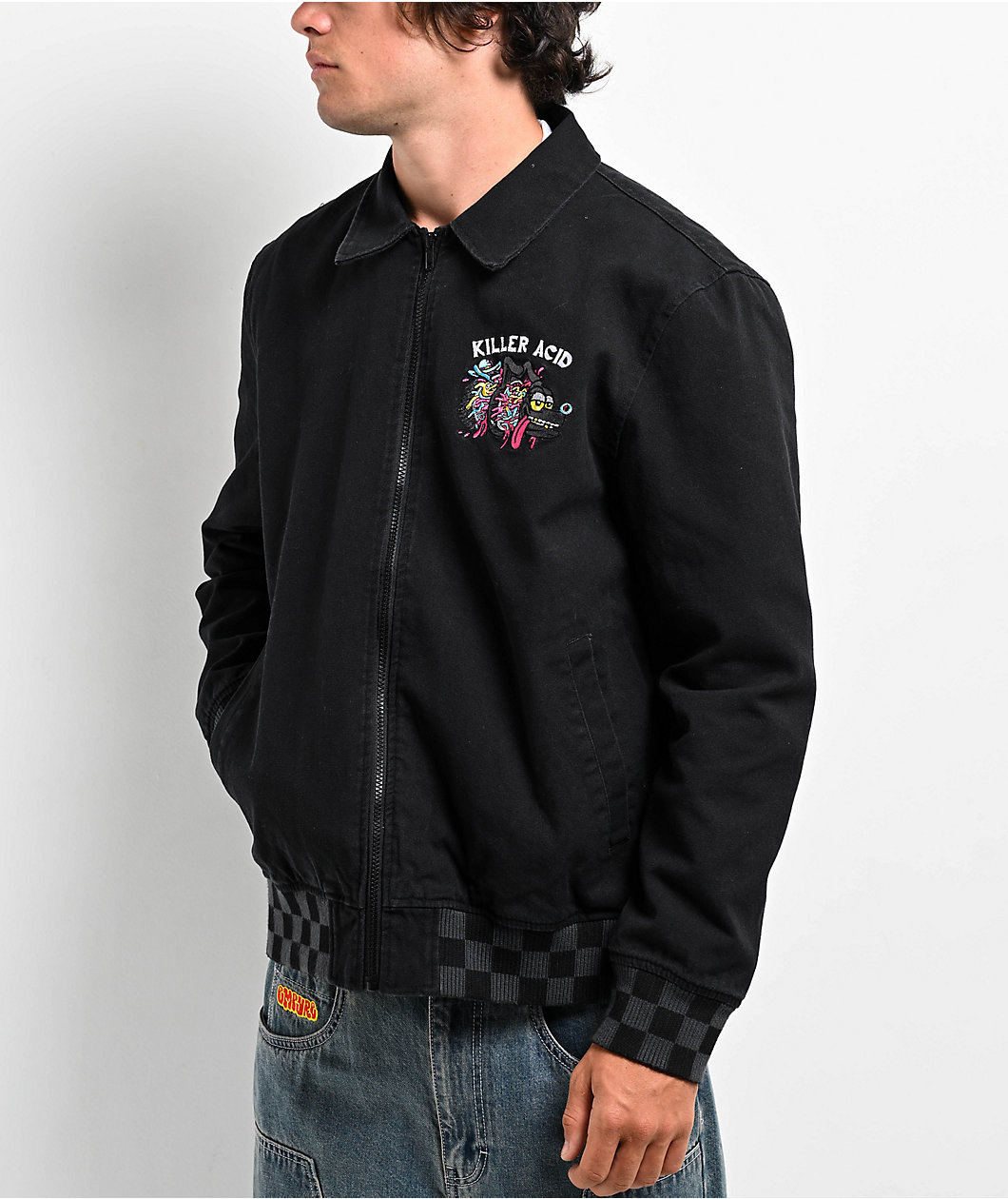 Killer Acid Trippy Dog Black Work Jacket