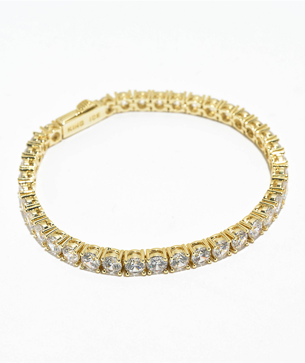 King Ice 5mm Single Row Gold Tennis Bracelet