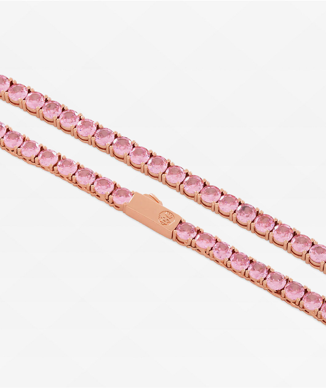 King Ice 5mm Single Row Pink Gold Tennis Chain Necklace