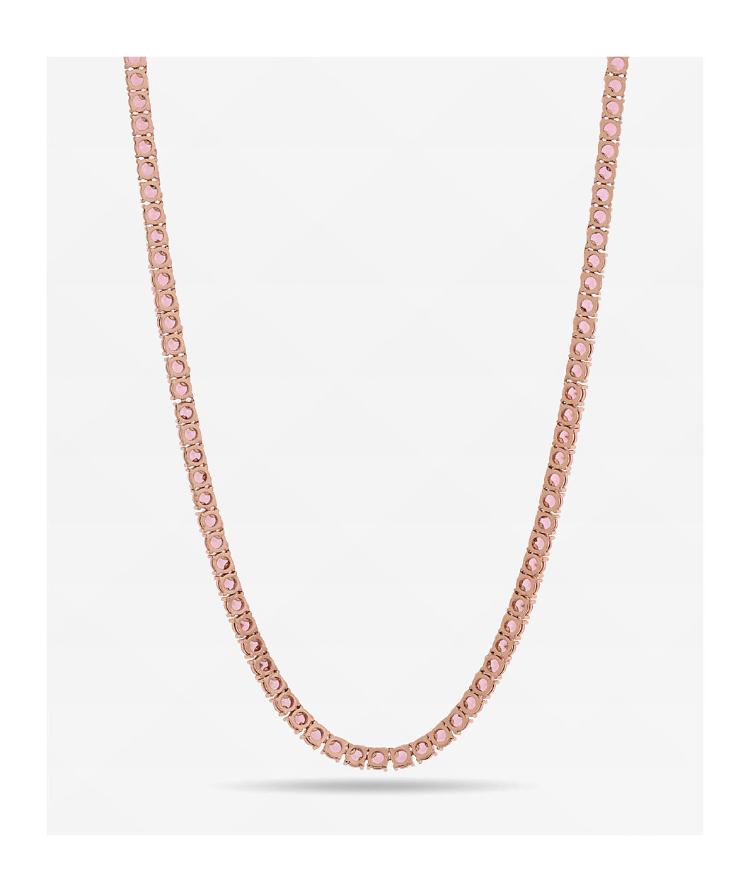 King Ice 5mm Single Row Pink Gold Tennis Chain Necklace