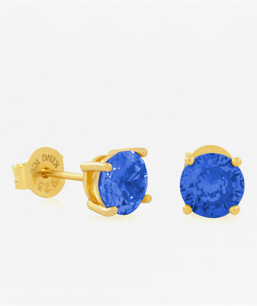 King Ice Briliant Cut Blue Stud Earrings