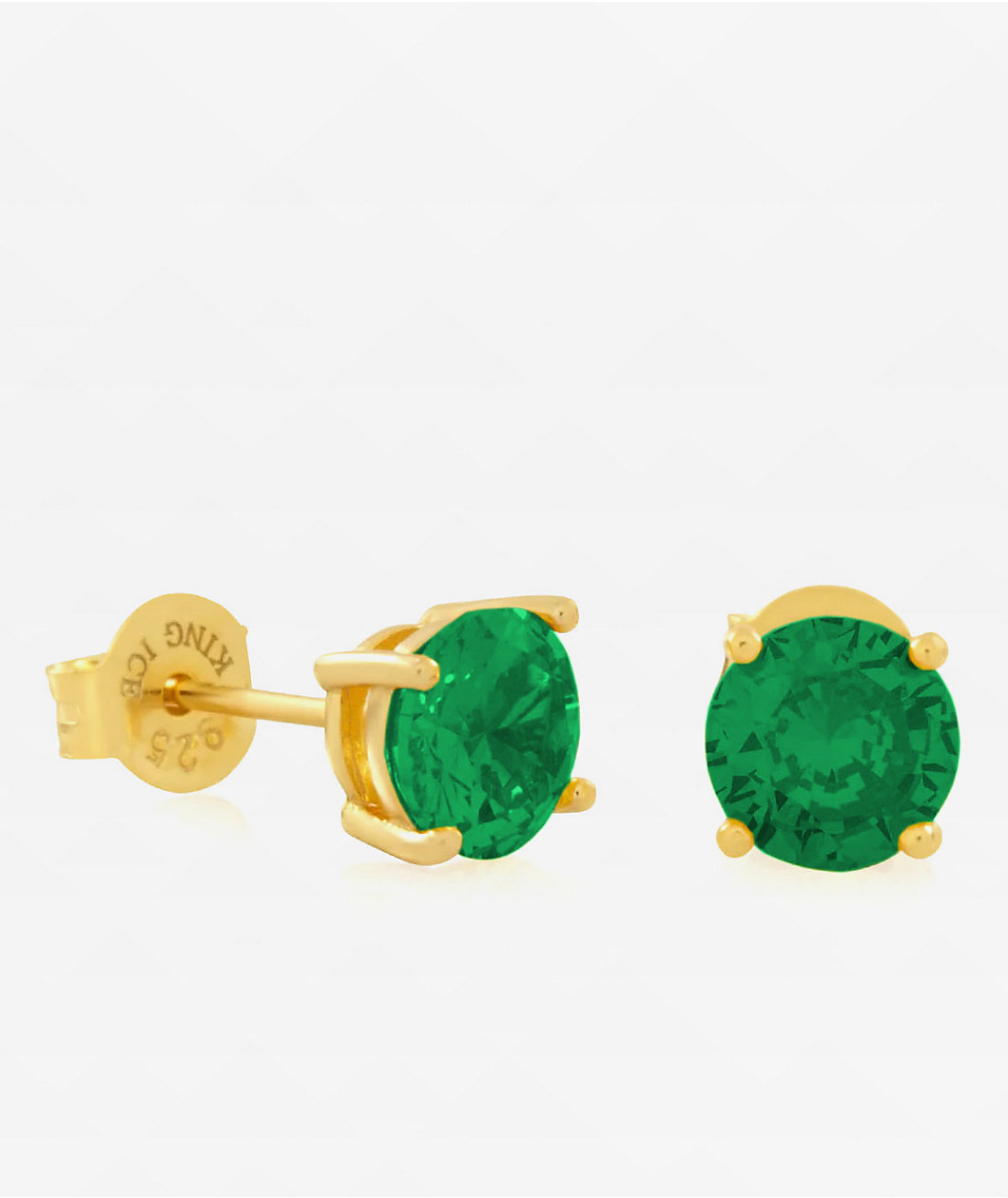 King Ice Briliant Cut Green Stud Earrings