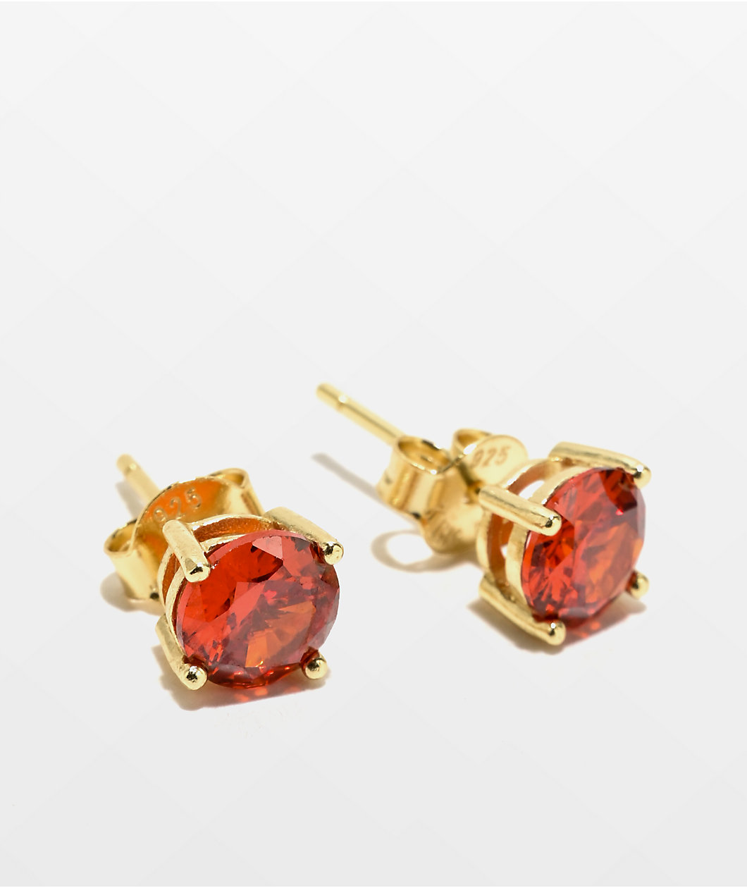 King Ice Brilliant Cut Red Stud Earrings