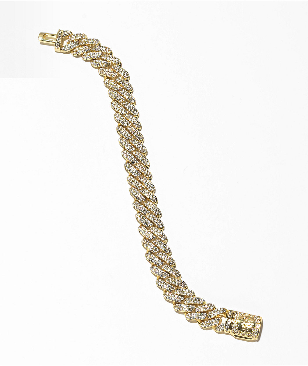 King Ice Iced Diamond Cut Miami Cuban Link 12mm Yellow Gold Bracelet
