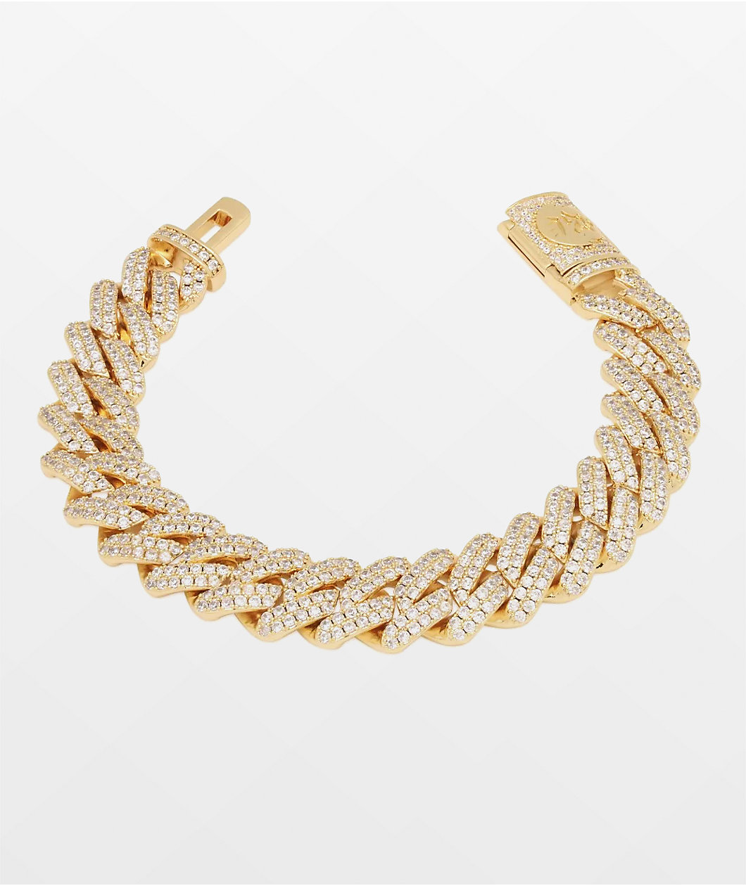 King Ice Iced Diamond Cut Miami Cuban Link 12mm Yellow Gold Bracelet