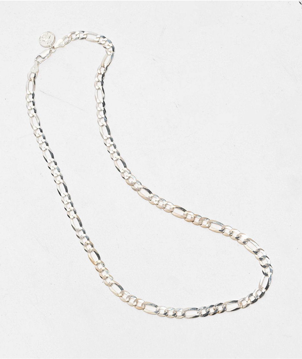 King Ice Italian Sterling Silver 22" Figaro Chain Necklace